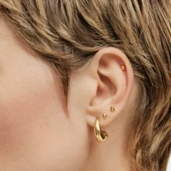 Pack de piercings de orelha em aço IP dourado Balloon