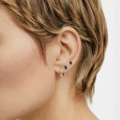 Pack de piercings de orelha em aço IP lilás e verde Bold Bear