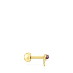 Piercing Plump em aço IP dourado e ametista