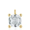 Pingente grande banhado a ouro de 18 K sobre prata e quartzo de cristal de rocha Color White
