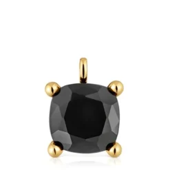 Pingente grande banhado a ouro de 18 K sobre prata e ónix Color Black