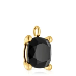 Pingente grande banhado a ouro de 18 K sobre prata e ónix Color Black