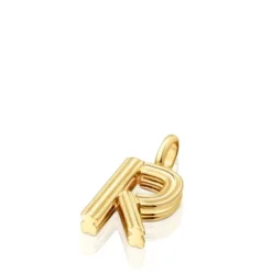 Pingente médio letra R banhado a ouro de 18 K sobre prata TOUS Alphabet