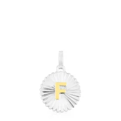 Pingente medalha letra F em prata e prata vermeil TOUS Alphabet