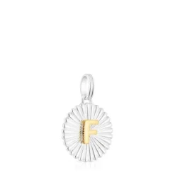 Pingente medalha letra F em prata e prata vermeil TOUS Alphabet