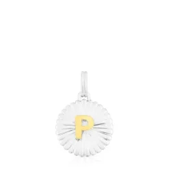 Pingente medalha letra P em prata e prata vermeil TOUS Alphabet