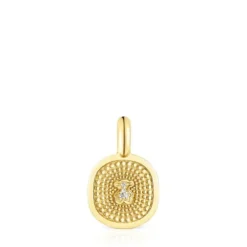 Pingente Oursin em ouro com diamantes de 0,01 ct