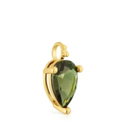 Pingente pequeno banhado a ouro de 18 K sobre prata e espinélio verde criado em laboratório TOUS Color LGG