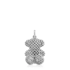Pingente urso médio texturizado em ouro branco Bold Bear