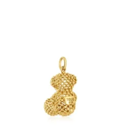 Pingente urso médio texturizado em ouro Bold Bear