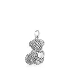 Pingente urso médio texturizado em ouro branco Bold Bear