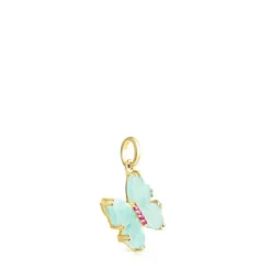 Pingente Vita borboleta em Ouro com Amazonite e Rubi