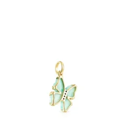 Pingente Vita borboleta em Ouro com Amazonite e Rubi