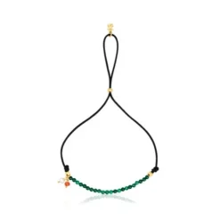 Pulseira Camille em nylon preto com malaquites