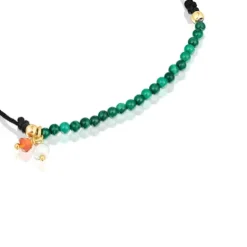 Pulseira Camille em nylon preto com malaquites