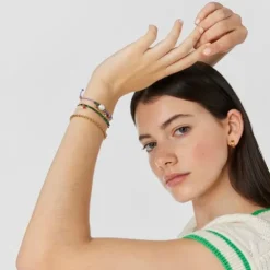 Pulseira Camille em nylon preto com malaquites
