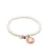 Pulseira Camille em Prata Vermeil rosa com Pérolas, Madrepérola e Rubi