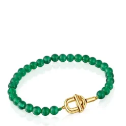 Pulseira com banho de ouro de 18 K sobre prata e calcedónias tratadas TOUS MANIFESTO