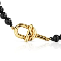 Pulseira com banho de ouro de 18 K sobre prata e ónix TOUS MANIFESTO