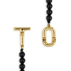 Pulseira com banho de ouro de 18 K sobre prata e ónix TOUS MANIFESTO