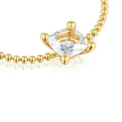 Pulseira corrente com detalhes banhada a ouro de 18 K sobre prata e quartzo de cristal de rocha Color White