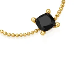 Pulseira corrente com detalhes banhada a ouro de 18 K sobre prata e ónix Color Black