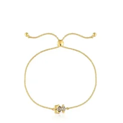 Pulseira corrente motivo urso banhada a ouro de 18 K sobre prata e espinélio verde criado em laboratório 8 mm Color Bear LGG