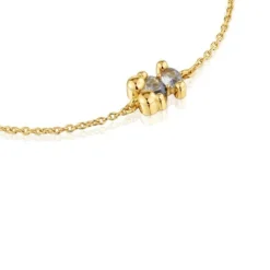Pulseira corrente motivo urso banhada a ouro de 18 K sobre prata e espinélio verde criado em laboratório 8 mm Color Bear LGG