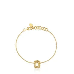 Pulseira corrente triplo urso banhada a ouro 18 K sobre prata Bickie