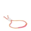 Pulseira de cordão fúcsia e laranja com urso em prata Bold Bear