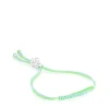 Pulseira de cordão verde e azul com urso em prata Bold Bear