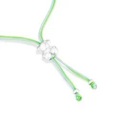 Pulseira de cordão verde e azul com urso em prata Bold Bear