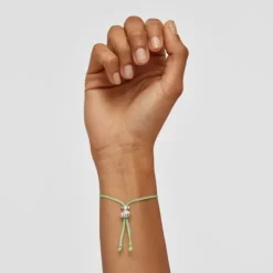 Pulseira de cordão verde e azul com urso em prata Bold Bear