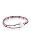 Pulseira elástica bordeaux com coração em prata Sweet Dolls