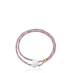 Pulseira elástica bordeaux com coração em prata Sweet Dolls
