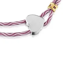 Pulseira elástica bordeaux com coração em prata Sweet Dolls