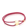 Pulseira elástica Sweet Dolls vermelha com coração em prata vermeil
