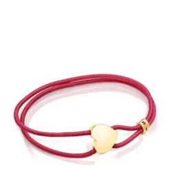 Pulseira elástica Sweet Dolls vermelha com coração em prata vermeil