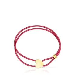 Pulseira elástica Sweet Dolls vermelha com coração em prata vermeil