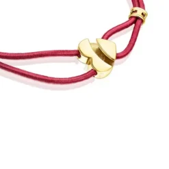 Pulseira elástica Sweet Dolls vermelha com coração em prata vermeil