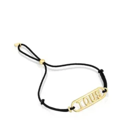 Pulseira em nylon preto e prata vermeil Logo