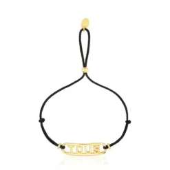Pulseira em nylon preto e prata vermeil Logo