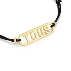 Pulseira em nylon preto e prata vermeil Logo