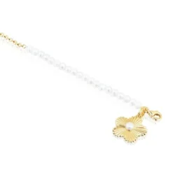 Pulseira em prata vermeil flor com pérolas cultivadas Iris Motif