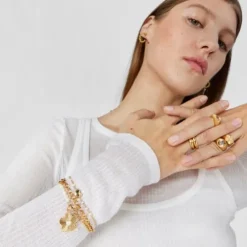 Pulseira em prata vermeil flor com pérolas cultivadas Iris Motif