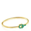 Pulseira escrava banhada a ouro de 18 K sobre prata e motivo na cor verde TOUS MANIFESTO