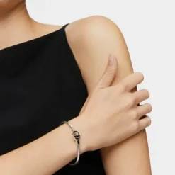 Pulseira escrava em prata e motivo na cor preta TOUS MANIFESTO