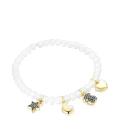 Pulseira Nocturne de Pérolas, Prata Vermeil e Diamantes