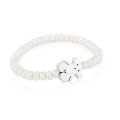 Pulseira Sweet Dolls urso de Pérolas e Prata
