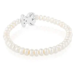 Pulseira Sweet Dolls urso de Pérolas e Prata
